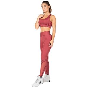 NEW Gorilla‎ Wear Kaycee Leggings Bordeaux Red High Waist Mesh Scrunch